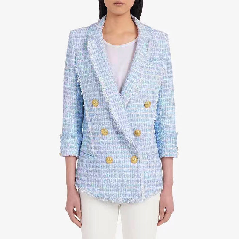 Pastel blue Women blazer, designer slim cut suit jacket Formal Woman Suit Event Party Wedding Gift for her KOL IG