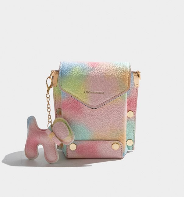 Rainbow gradient handbag with removable adjustable strap, vibrant color lady party shoulder bag, cross body bag purse small clutch