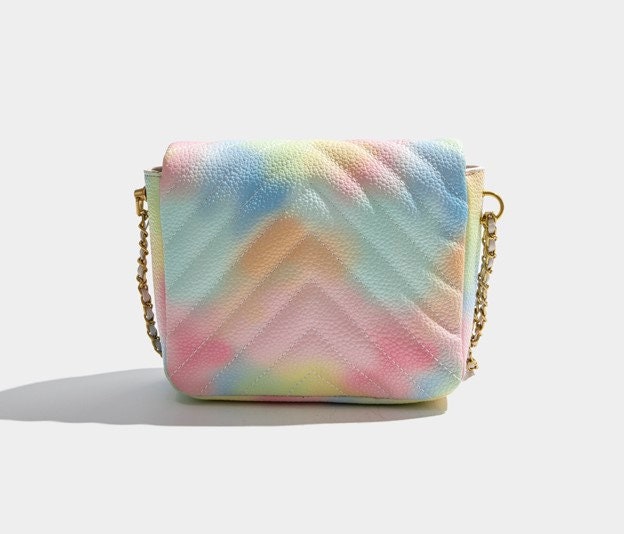 Rainbow gradient handbag with adjustable strap, vibrant color lady party shoulder bag, cross body bag purse small clutch