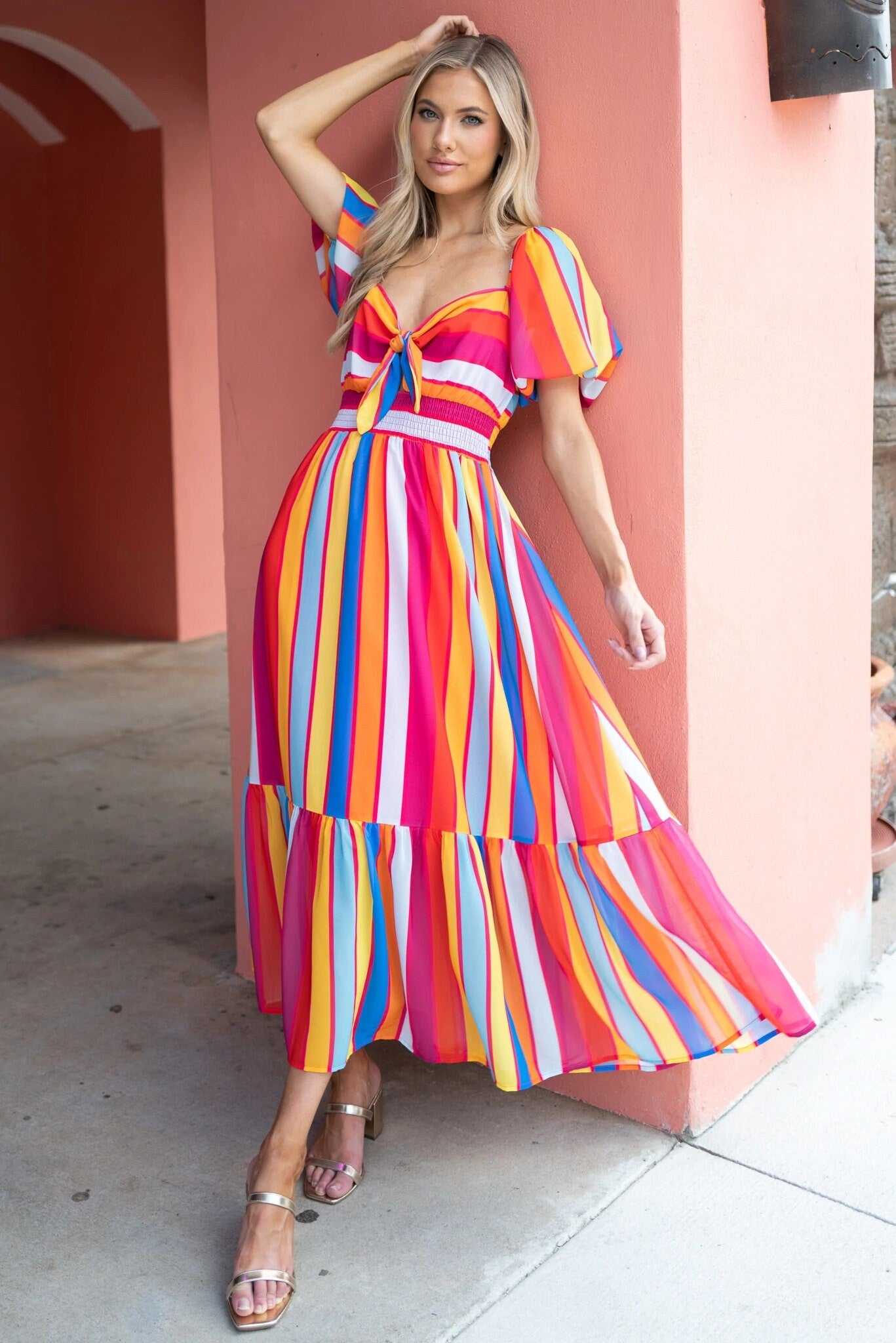 Rainbow colorful dress, designer woman one piece long dress, beach dress, summer dress, outdoors party wedding gift