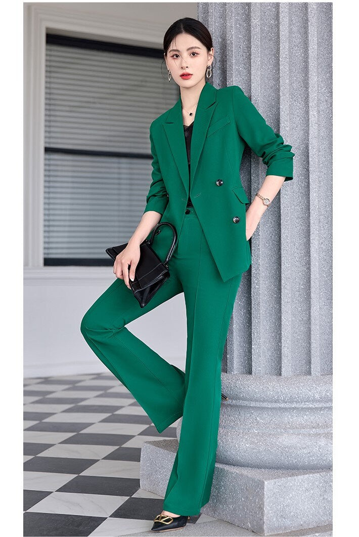 Orange/ Green/ Black Pantsuit, Designer Woman Suit Jacket + Pants Set Minimalist Style Smart Casual/ Formal Office work/ Wedding/ Prom