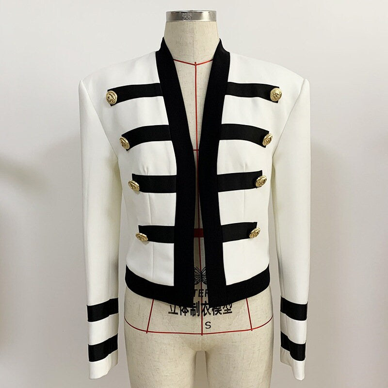 Black & white marine styled blazer, designer woman deluxe suit jacket smart casual formal office work wedding prom birthday gift