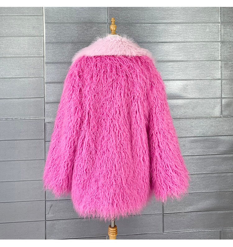 Fluffy furry faux fur jacket coat multi-color rave punk goth cozy plur top party clubwear unique designer winter jacket