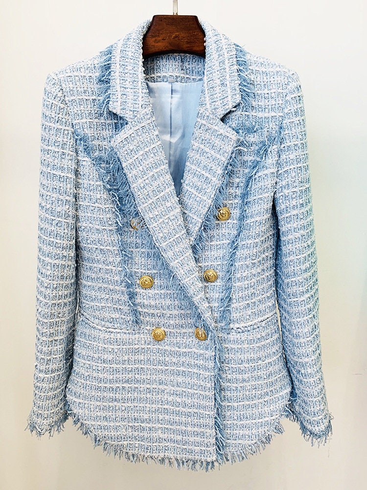 Pastel blue Women blazer, designer slim cut suit jacket Formal Woman Suit Event Party Wedding Gift for her KOL IG