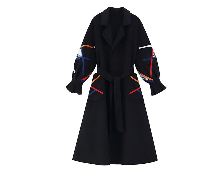 Black Slim cut Trench Coat, Designer Woman Creative Winter Falls Raincoat for Smart Casual/ Formal/Outdoors/ Gift for her