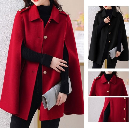 Red/ black Cloak, designer woman long coat cape coat ponchos, Smart Causal/ Formal/ Party Event/ Prom Wedding/Gift