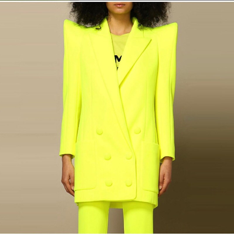 Point shoulder pantsuit, designer woman suit jacket/ blazer + pants in sharp color, Smart Causal/ Formal/ Party Event/ Prom Wedding/Gift