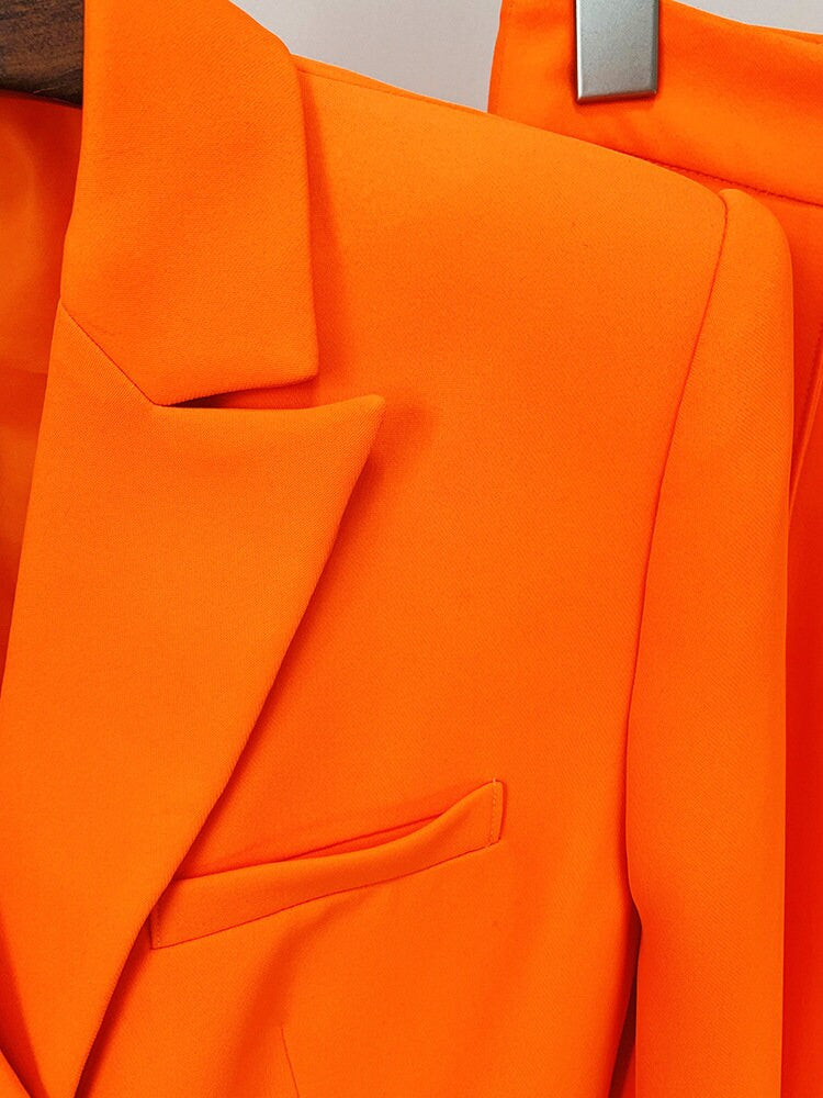 Sharp orange pantsuit, designer woman slim cut suit jacket/ blazer + pants, Smart Causal/ Formal/ Party Event/ Prom Wedding/Gift