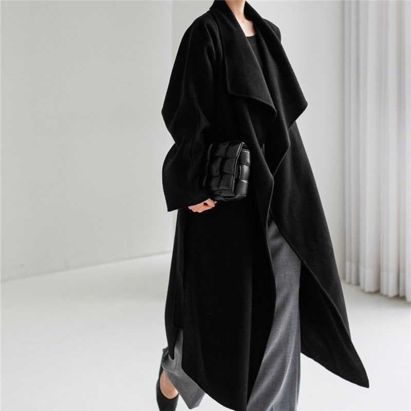 Loose fit trench coat, designer woman long coat big collar Smart Causal/ Formal/ Party Event/ Prom Wedding/Gift