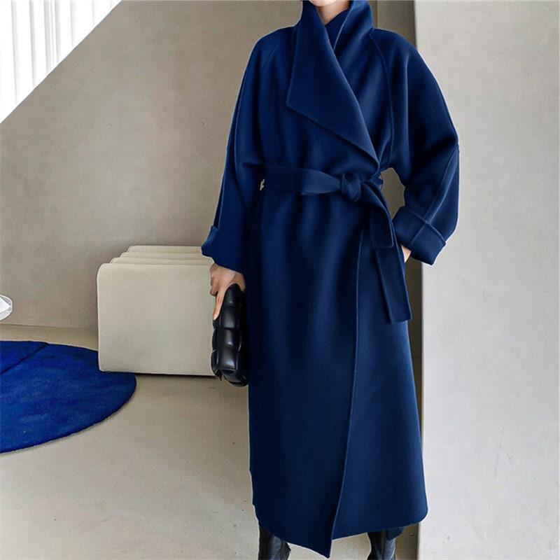 Loose fit trench coat, designer woman long coat big collar Smart Causal/ Formal/ Party Event/ Prom Wedding/Gift