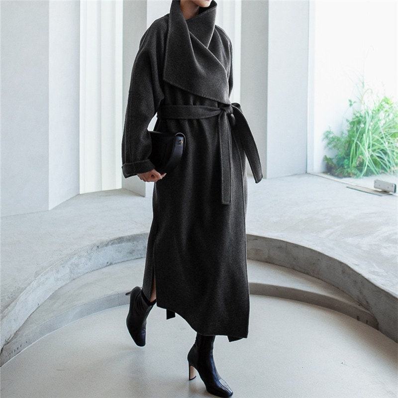 Loose fit trench coat, designer woman long coat big collar Smart Causal/ Formal/ Party Event/ Prom Wedding/Gift