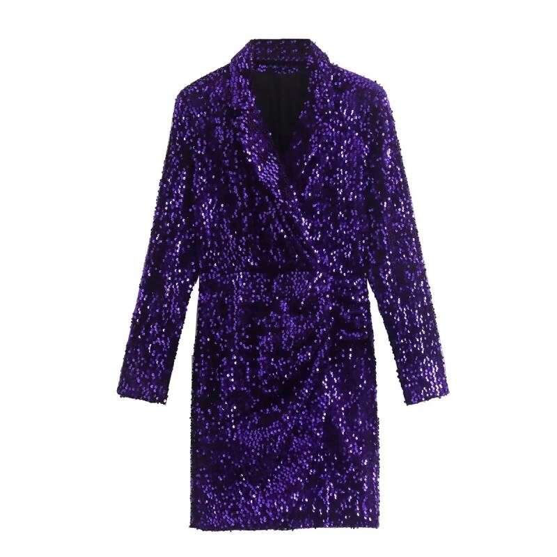 Purple Sequin long Suit Jacket, Designer Woman Shiny Blazer long coat trench coat/Casual/ Formal/ Party Gift for her