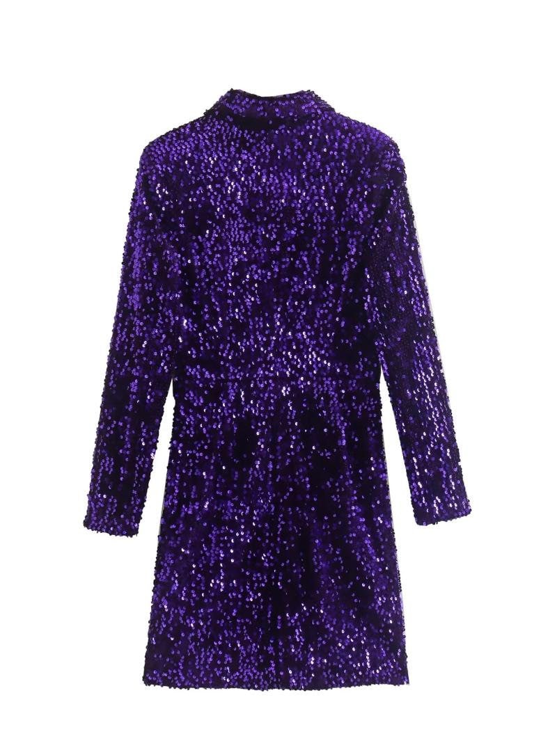 Purple Sequin long Suit Jacket, Designer Woman Shiny Blazer long coat trench coat/Casual/ Formal/ Party Gift for her