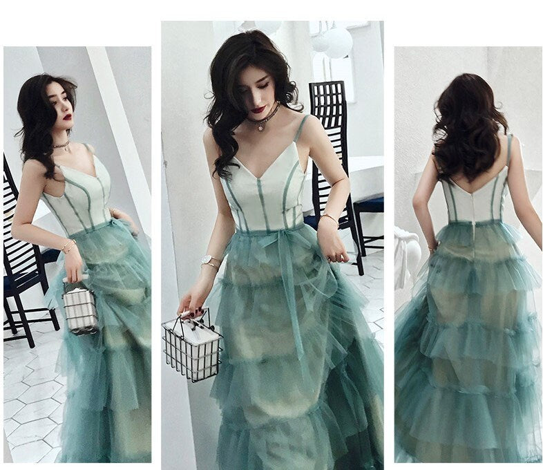 Women Prom /Wedding Dress, Princess Modern Prom Dress Green Color for Event Party Gift for her