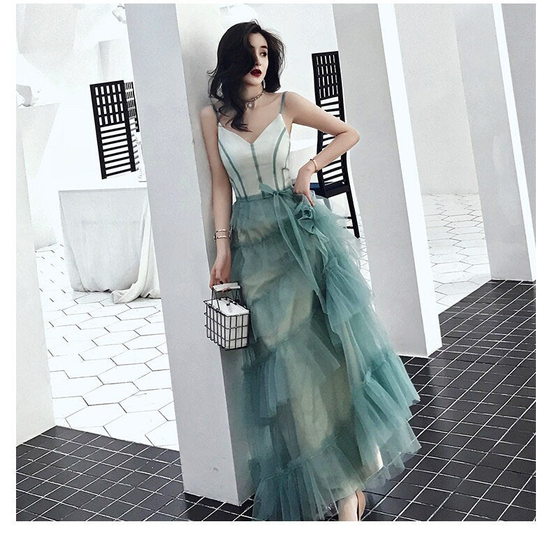 Women Prom /Wedding Dress, Princess Modern Prom Dress Green Color for Event Party Gift for her