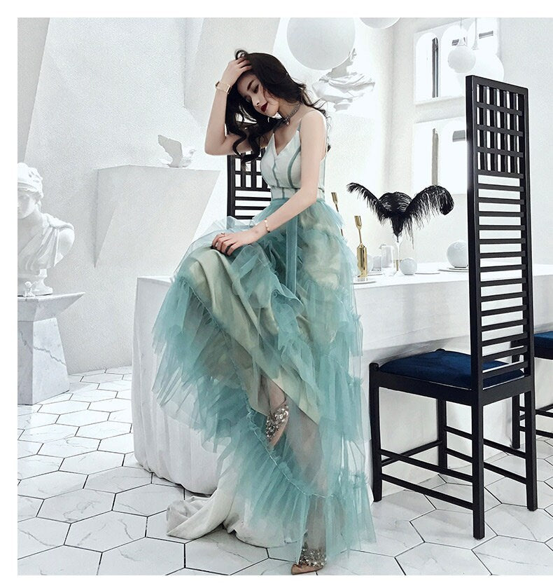 Women Prom /Wedding Dress, Princess Modern Prom Dress Green Color for Event Party Gift for her