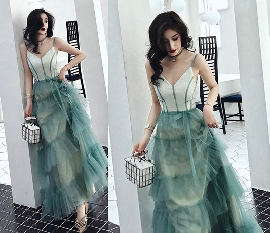 Women Prom /Wedding Dress, Princess Modern Prom Dress Green Color for Event Party Gift for her