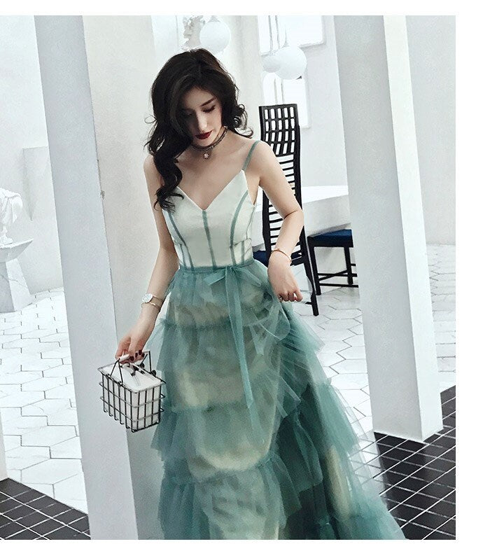 Women Prom /Wedding Dress, Princess Modern Prom Dress Green Color for Event Party Gift for her