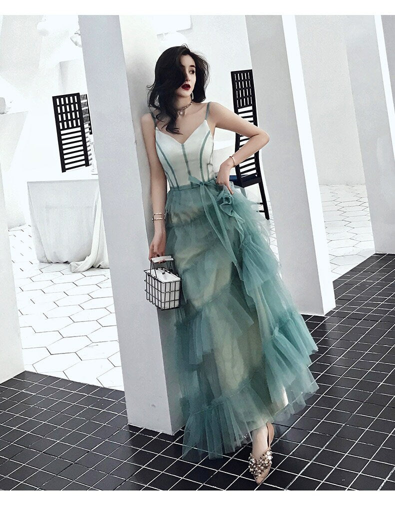 Women Prom /Wedding Dress, Princess Modern Prom Dress Green Color for Event Party Gift for her