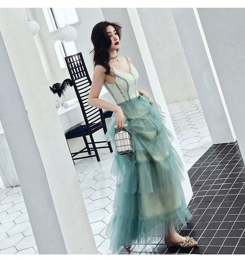 Women Prom /Wedding Dress, Princess Modern Prom Dress Green Color for Event Party Gift for her