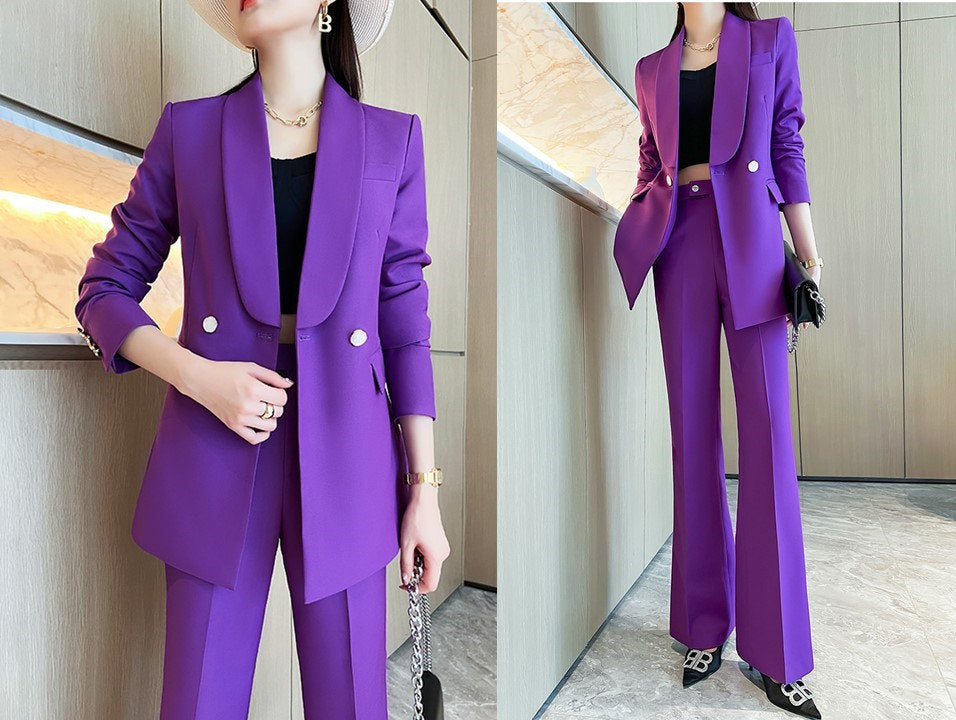 Lavender Women Silm Cut Pantsuit Suit Women Jacket And Pants Suit Prom Purple Suits For Women for Wedding Party Event Gift KOL IG