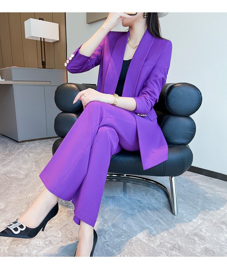 Lavender Women Silm Cut Pantsuit Suit Women Jacket And Pants Suit Prom Purple Suits For Women for Wedding Party Event Gift KOL IG