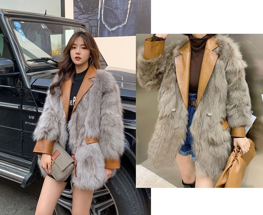 Fluffy furry faux fur jacket, shearling fur coat rave punk goth cozy plur top party clubwear unique designer winter jacket