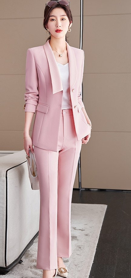 Women Lavender/ Pastel Pink Suit Set Jacket And Pants Formal Suit Prom Suits For Women Wedding Party Event Gift KOL IG