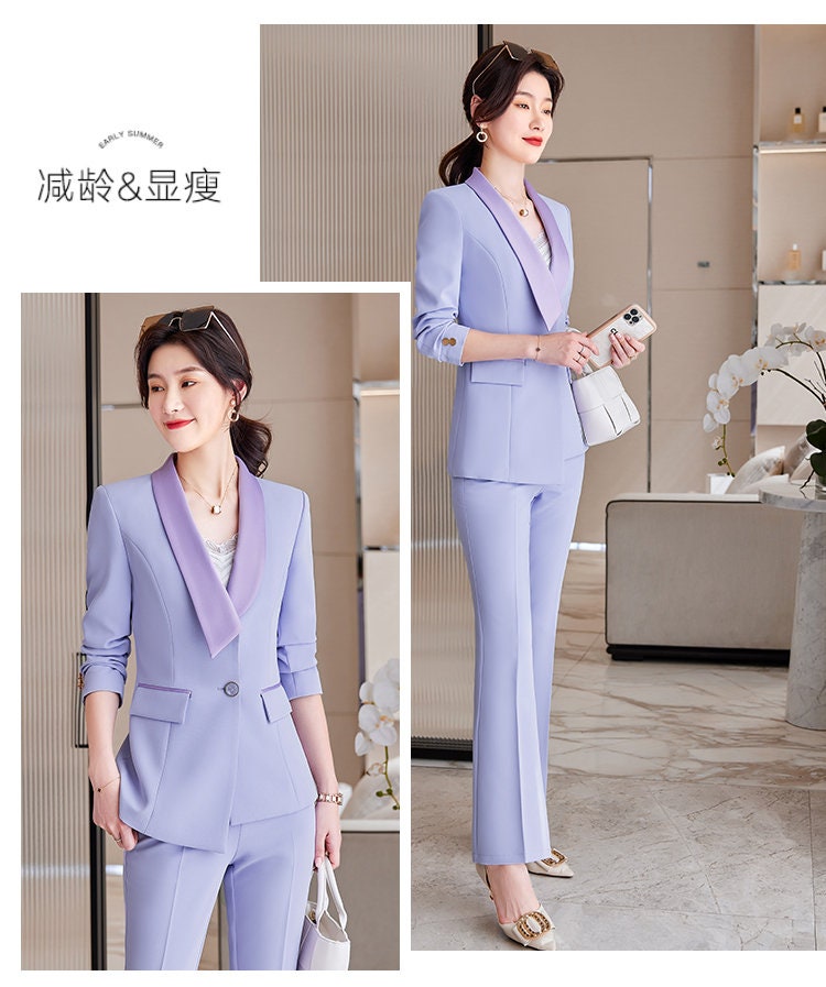 Women Lavender/ Pastel Pink Suit Set Jacket And Pants Formal Suit Prom Suits For Women Wedding Party Event Gift KOL IG