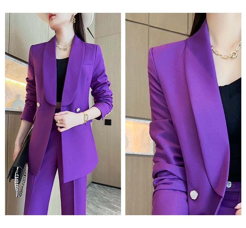 Lavender Women Silm Cut Pantsuit Suit Women Jacket And Pants Suit Prom Purple Suits For Women for Wedding Party Event Gift KOL IG