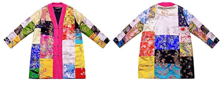 Patchwork fabric loose fit jacket, designer women colorful blazer oriental style pattern, formal/ outdoors wear/ wedding event party/ gift