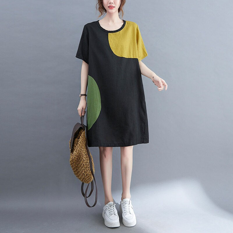 Women loose fit short sleeve sweater dress for casual outdoors all seasons short dress one piece