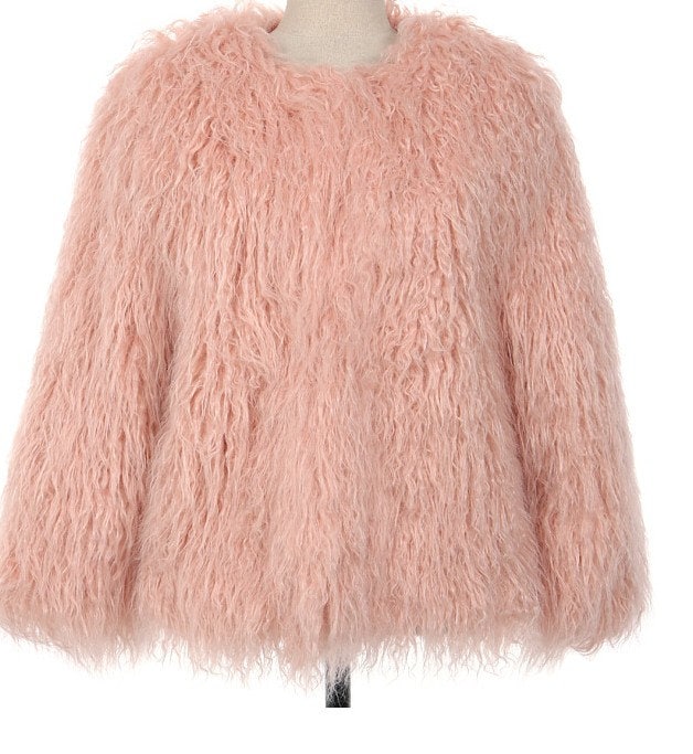 Fluffy furry faux fur jacket coat solid color black/ pink rave punk goth cozy plur top party clubwear unique designer winter jacket