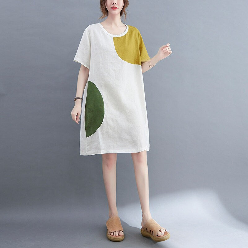 Women loose fit short sleeve sweater dress for casual outdoors all seasons short dress one piece