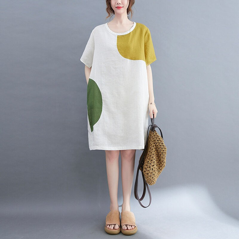 Women loose fit short sleeve sweater dress for casual outdoors all seasons short dress one piece