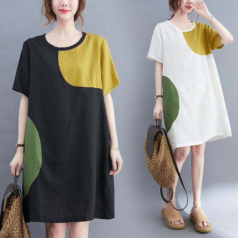 Women loose fit short sleeve sweater dress for casual outdoors all seasons short dress one piece