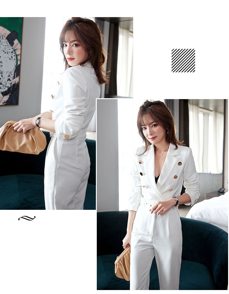 White women jumpsuit, Designer Women slim cut suit style playsuit sprint summer smart casual formal office wedding prom