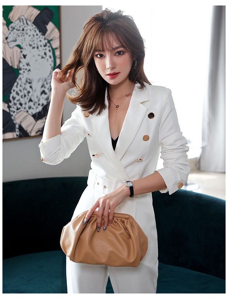 White women jumpsuit, Designer Women slim cut suit style playsuit sprint summer smart casual formal office wedding prom