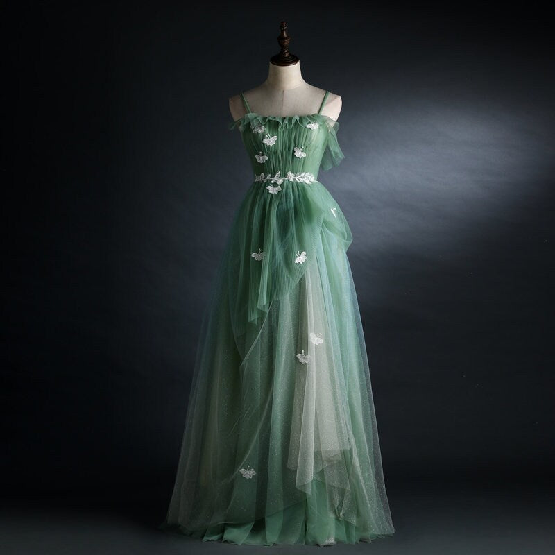 Women Prom /Wedding Dress, Princess Forest Fairy Prom Dress Green Color for Event Party Gift for her