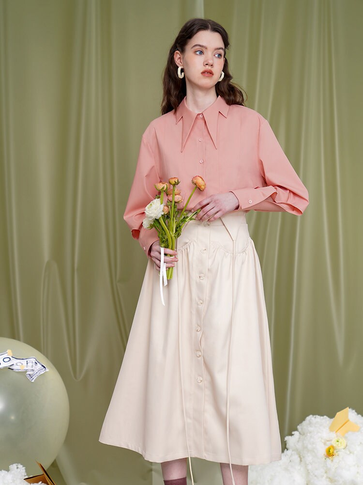 Spring Special Collar Shirt, Designer Long Sleeve Women Blouse, Pretty Versatile Top Niche Design formal smart casual office wedding prom