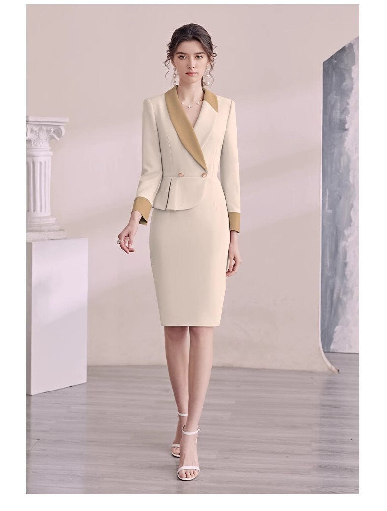 Double Breasted Blazer Dress, Pink Trench Dress,Wheat Long Sleeves Suit Dress, Trench Dress,Blazer Dress,Business Attire Sexy Office Wear