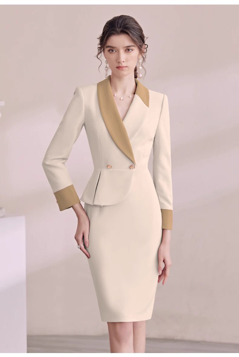 Double Breasted Blazer Dress, Pink Trench Dress,Wheat Long Sleeves Suit Dress, Trench Dress,Blazer Dress,Business Attire Sexy Office Wear