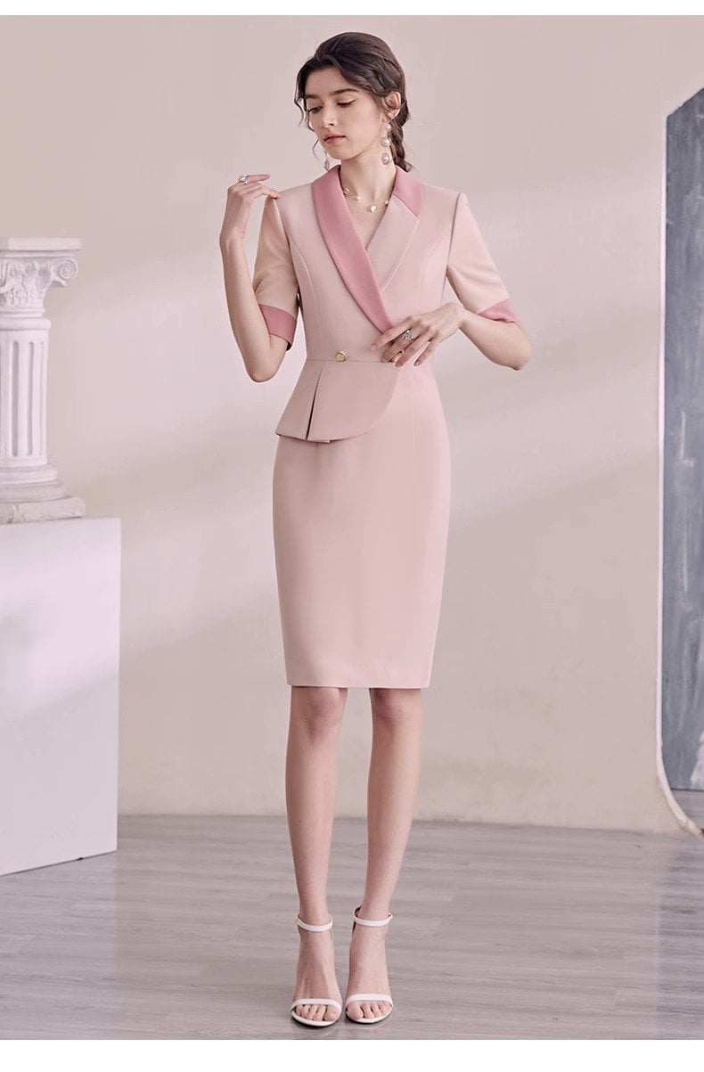 Double Breasted Blazer Dress, Pink Trench Dress,Wheat Long Sleeves Suit Dress, Trench Dress,Blazer Dress,Business Attire Sexy Office Wear