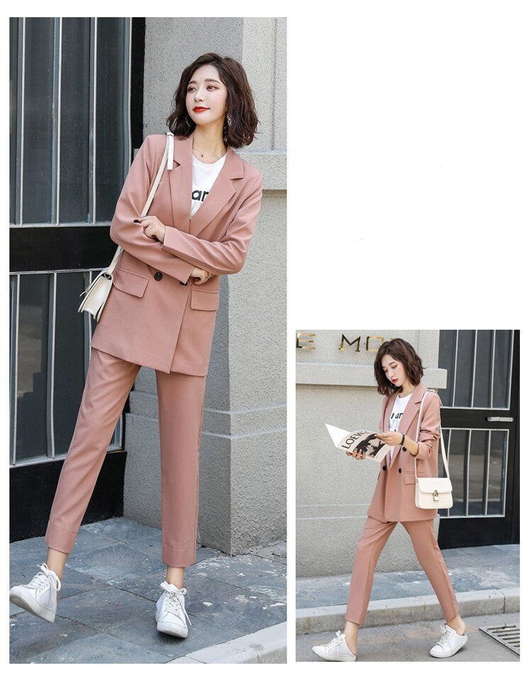 Green/Yellow/ Pink summer Pantsuit, Plus size Designer Woman Suit Jacket + Pants Slim Cut Suit set Smart Casual/ Formal/ Party Event