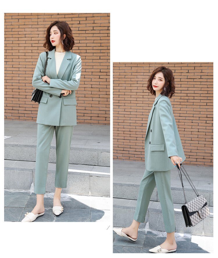 Green/Yellow/ Pink summer Pantsuit, Plus size Designer Woman Suit Jacket + Pants Slim Cut Suit set Smart Casual/ Formal/ Party Event