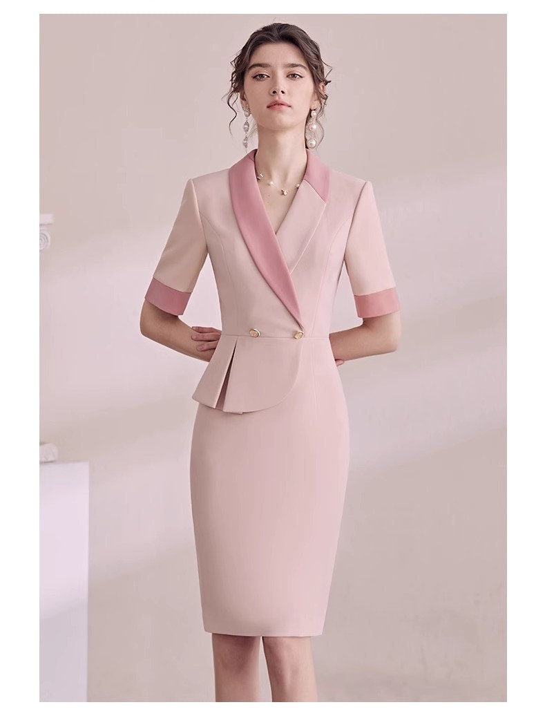 Double Breasted Blazer Dress, Pink Trench Dress,Wheat Long Sleeves Suit Dress, Trench Dress,Blazer Dress,Business Attire Sexy Office Wear