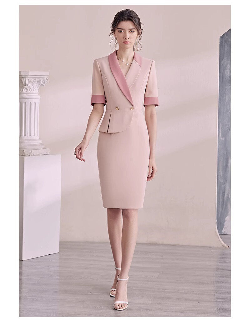 Double Breasted Blazer Dress, Pink Trench Dress,Wheat Long Sleeves Suit Dress, Trench Dress,Blazer Dress,Business Attire Sexy Office Wear