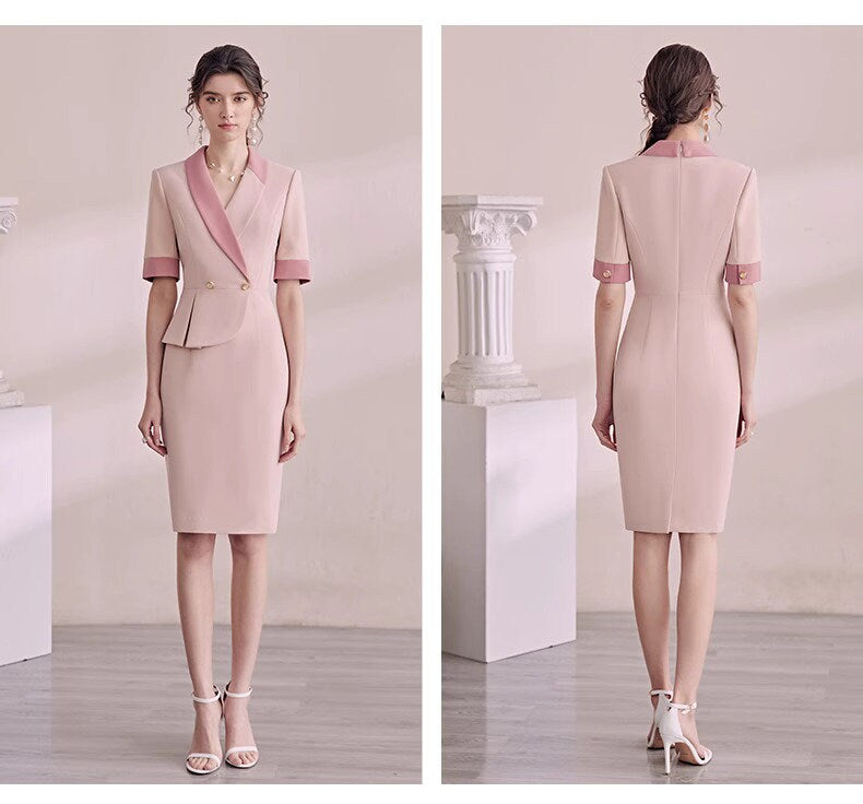 Double Breasted Blazer Dress, Pink Trench Dress,Wheat Long Sleeves Suit Dress, Trench Dress,Blazer Dress,Business Attire Sexy Office Wear