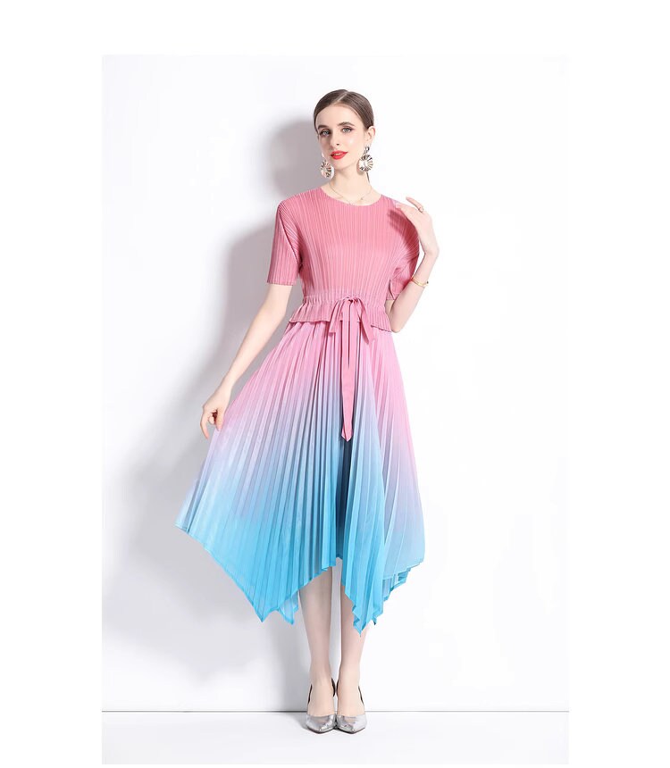 Pleated midi dress boho sun dress colorful ruffle dress summer beach maxi dress wedding party cocktail dress prom dress everyday casual