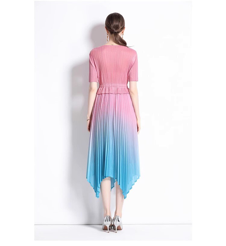 Pleated midi dress boho sun dress colorful ruffle dress summer beach maxi dress wedding party cocktail dress prom dress everyday casual